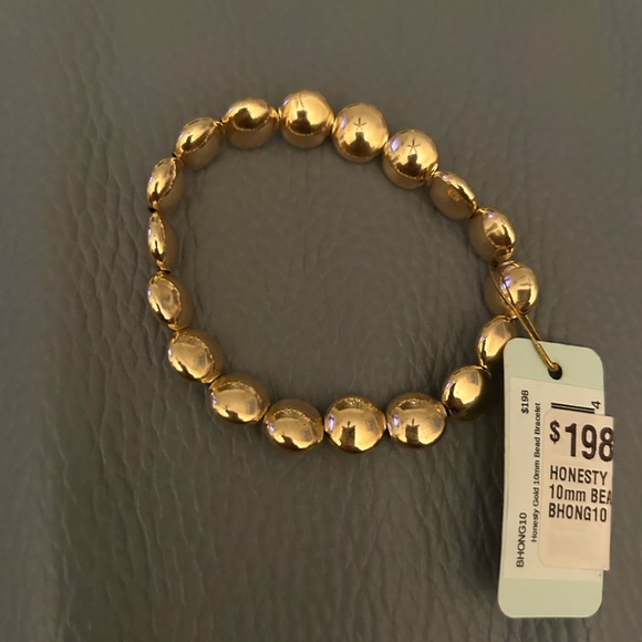 honesty gold 10mm beaded bracelet NWT